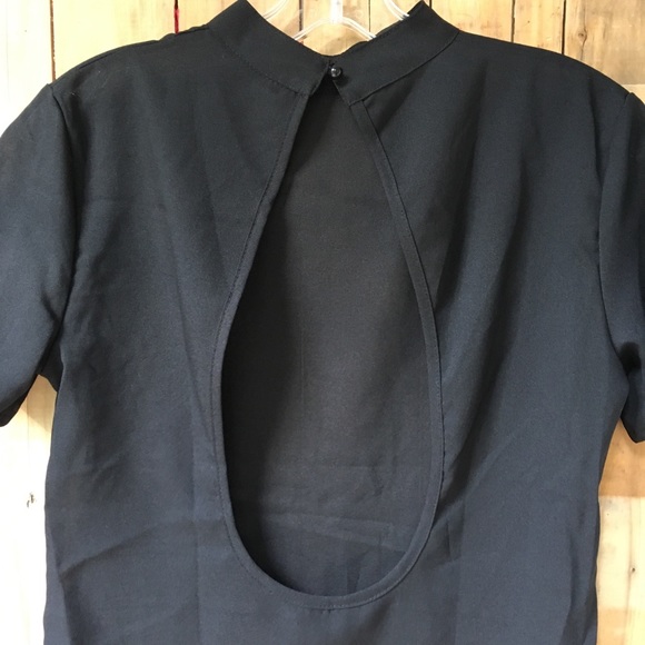 Tops - Sexy Open back black sheer shirt